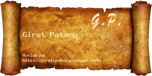Girst Patony névjegykártya